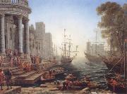 Claude Lorrain Seaport with the embarkation of Saint Ursula oil on canvas